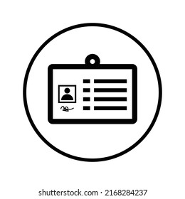 ID card icon. Black vector graphics.