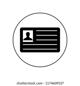 ID card icon in a circle, logo on white background