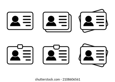 ID Card icon collection. Employee clerk card, driver license, Identification card, staff identification card symbol. Design for website and mobile app.