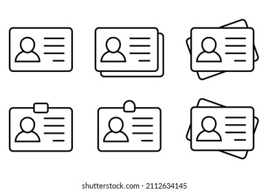 ID Card icon collection. Employee clerk card, driver license, Identification card, staff identification card symbol. Design for website and mobile app.