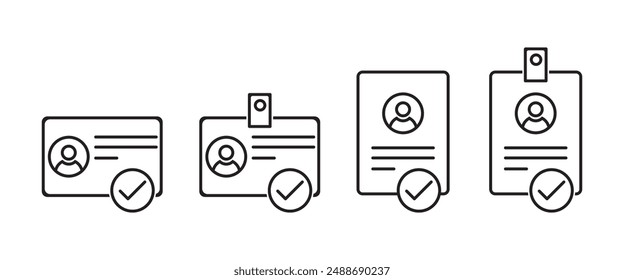 ID Card icon collection. Employee clerk card, driver license, Identification card, Identification Card outline