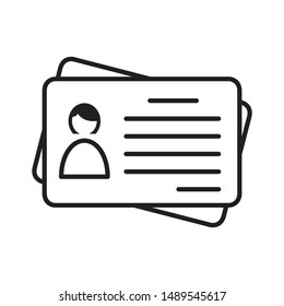 Id card icon design. Id card icon in flat style design. Driver licence icon design. Vector illustration.