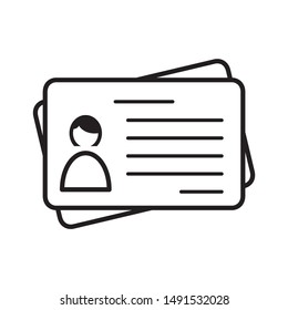 Id card icon design. Id card icon women in line style design. Driver licence icon design. Vector illustration.