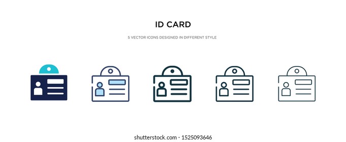 id card icon in different style vector illustration. two colored and black id card vector icons designed in filled, outline, line and stroke style can be used for web, mobile, ui