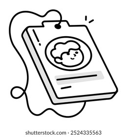 Id card icon in doodle style 