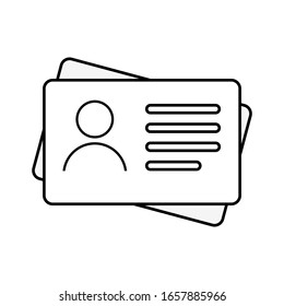 Icono de tarjeta de identificación. licencia de conducir, símbolo de tarjeta de identificación del personal para el sitio web, banner y elemento de diseño gráfico. aislado de fondo blanco. ilustración vectorial