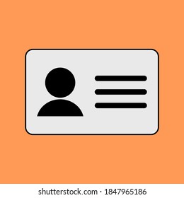 ID card icon. driver license, staff identification card symbol isolated on orange color background. vector illustration