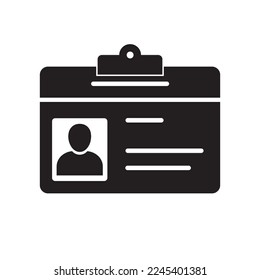 ID card icon. driver license, staff identification card symbol for website, banner and graphic design element. isolated on white background. vector illustration