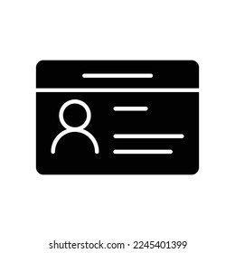 ID card icon. driver license, staff identification card symbol for website, banner and graphic design element. isolated on white background. vector illustration