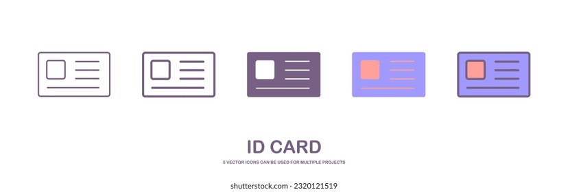 ID card icon. driver license, staff identification card symbol for website, banner and graphic design element. isolated on white background. vector illustration