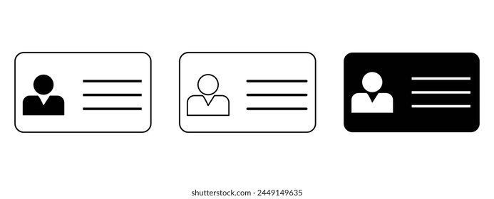 ID card icon. driver license, staff identification. Identity card for Driver License. business card concept, student card and more vector, illustration. EPS file 112.