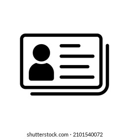 ID Card icon. Driver's license symbol. Identity symbol. Id card outline icon. Pass Passport Sign. ID Badge Symbol. Editable stroke. vector illustration
