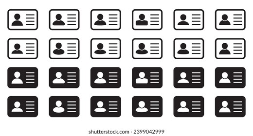 ID Card icon. Employee clerk card, driver license, Identification card, staff identification card symbol. Design for website and mobile app.