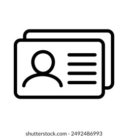Icono de tarjeta de identificación. Tarjeta de empleado, Licencia de conductor, tarjeta de Identificación, símbolo de tarjeta de Identificación del personal. Diseño para Sitio web y App móvil.