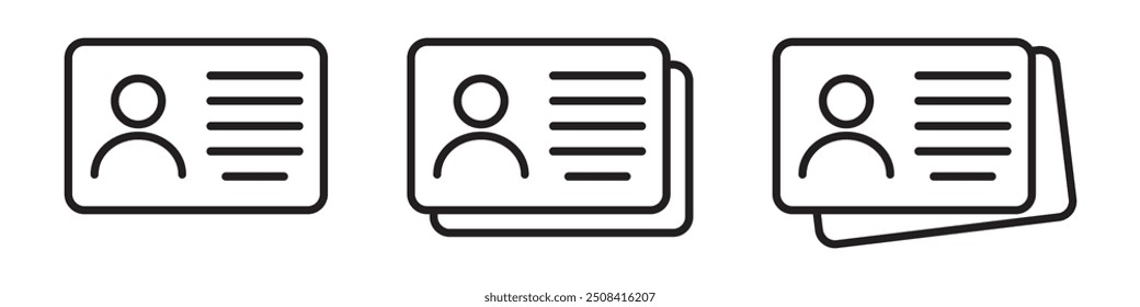 ID Card icon. Employee clerk card, driver license, Identification card, staff identification card symbol. Design for website and mobile app.