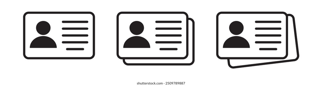ID Card icon. Employee clerk card, driver license, Identification card, staff identification card symbol. Design for website and mobile app.