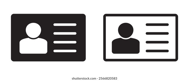 ID Card icon. Employee clerk card, driver license, Identification card, staff identification card symbol. Design for website and mobile ap