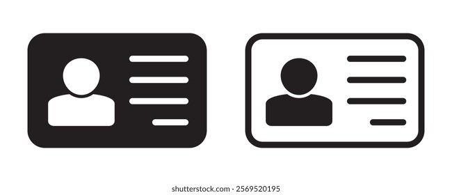 ID Card icon. Employee clerk card, driver license, Identification card, staff identification card symbol. Design for website and mobile app.