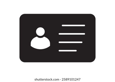 ID Card icon. Employee clerk card, driver license, Identification card, staff identification card symbol. Design for website and mobile app.