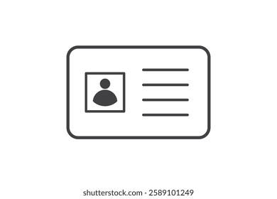 ID Card icon. Employee clerk card, driver license, Identification card, staff identification card symbol. Design for website and mobile app.