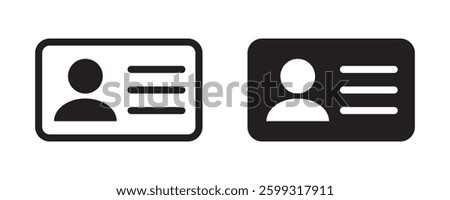 ID Card icon. Employee clerk card, driver license, Identification card, staff identification card symbol. Design for website and mobile app.