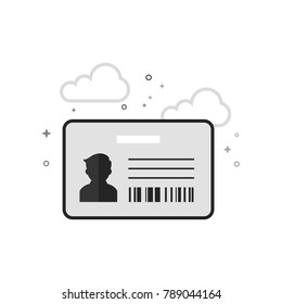 ID Card icon in flat outlined grayscale style. Vector illustration.