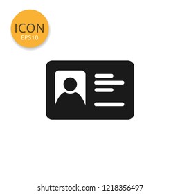 ID card icon flat style in black color vector illustration on white background.