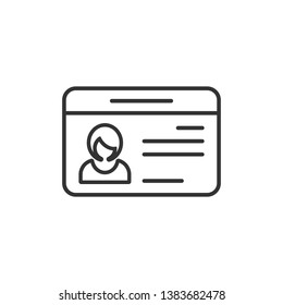 Id card icon in flat style. Identity tag vector illustration on white isolated background. Driver licence business concept.