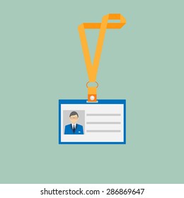 ID Card Icon flat style. Vector illustration