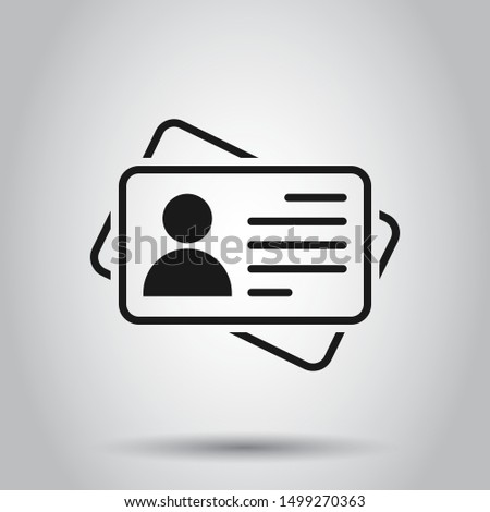 Id card icon in flat style. Identity tag vector illustration on isolated background. Driver licence business concept.