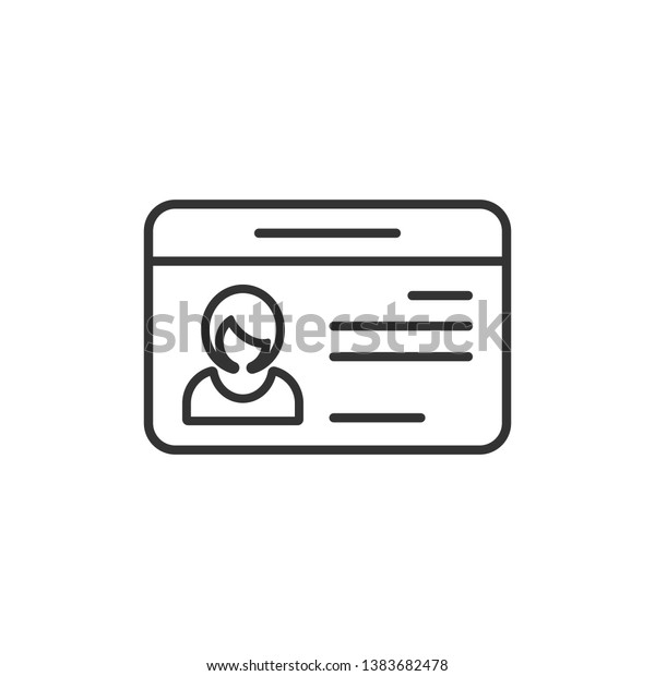 Id\
card icon in flat style. Identity tag vector illustration on white\
isolated background. Driver licence business\
concept.