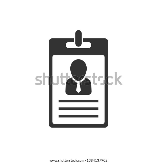 Id card icon in flat style.\
Identity tag vector illustration on white isolated background.\
