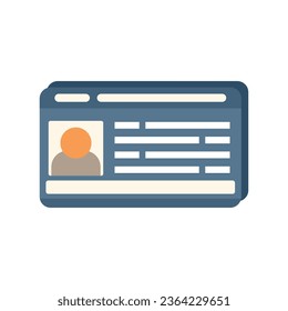Id card icon flat vector. Name identity. Office access isolated