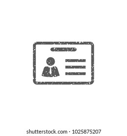 ID Card icon in grunge texture. Vintage style vector illustration.