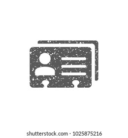 ID Card icon in grunge texture. Vintage style vector illustration.