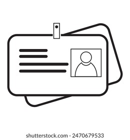  ID-Kartensymbol. Identifikation-Kartensymbol. Fahrer-Lizenz, Mitarbeiter-Identifikation und Mitarbeiter-Sachbearbeiterkarte auf weißem Hintergrund. Vektorillustration