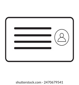  ID card icon. Identification card icon. Driver license, staff identification and Employee clerk card on white background. vector illustration