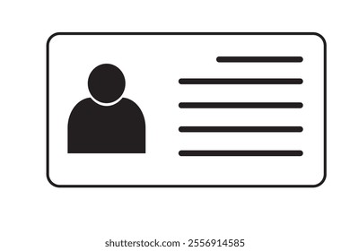 
ID card icon. Identification card symbol on white background. Personal identification document symbol. vector illustration.
