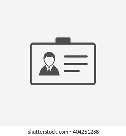 ID card icon. Identity card badge symbol. Flat icon on white background. Vector