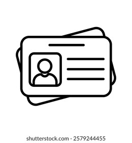 ID Card icon. Identity document vector icon collection. Driving license identification card icon symbol in flat style. Face ID and eye scan icon.