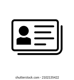 ID Card icon. Identity symbol. Id card outline icon. Driver's license symbol. Pass Passport Sign. ID Badge Symbol. Editable stroke. vector illustration