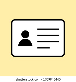 ID card icon isolated on yellow background. vector illustration