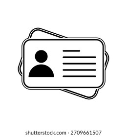 ID card icon isolated on white background, featuring a clean simple design ideal for identification, profile, security, and access-related visuals.
