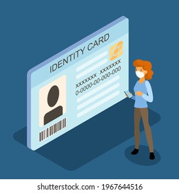 ID card icon isometric concept, vector illustration 