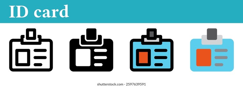 ID card icon on white background. ID card symbol. Line, glyph, colored outline, flat icon style. For web and mobile design.