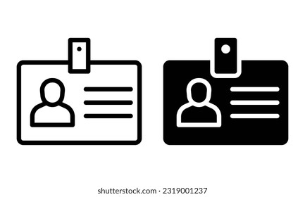 Icono de tarjeta de identificación con esquema y estilo de glifo.