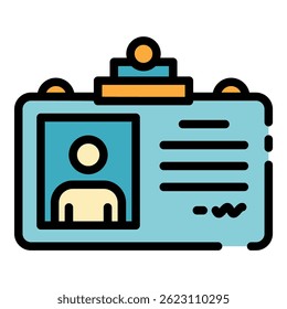 Id card icon. Outline id card vector icon color flat isolated