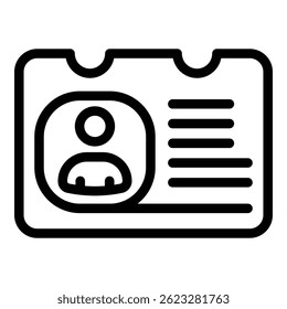 Id card icon. Outline id card vector icon for web design isolated on white background