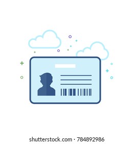 ID Card icon in outlined flat color style. Vector illustration.