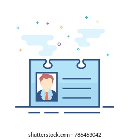 ID Card icon in outlined flat color style. Vector illustration.